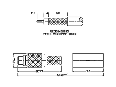 MMCX Straight Crimp-on Male RG-174/U