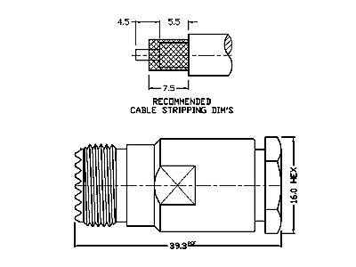 UHF Stright Female Clamp-on Type